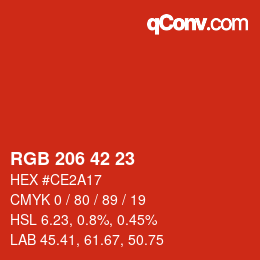 カラーコード: RGB 206 42 23 | qconv.com