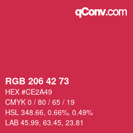 Color code: RGB 206 42 73 | qconv.com