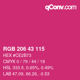 カラーコード: RGB 206 43 115 | qconv.com