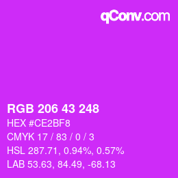 颜色代码: RGB 206 43 248 | qconv.com