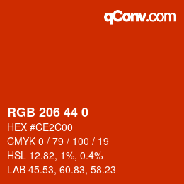 Farbcode: RGB 206 44 0 | qconv.com