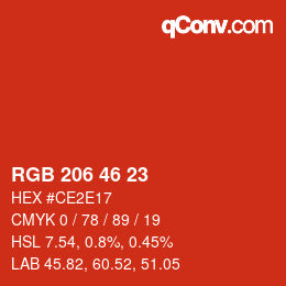 颜色代码: RGB 206 46 23 | qconv.com