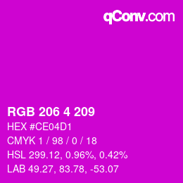 Color code: RGB 206 4 209 | qconv.com