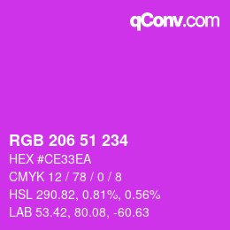 Color code: RGB 206 51 234 | qconv.com