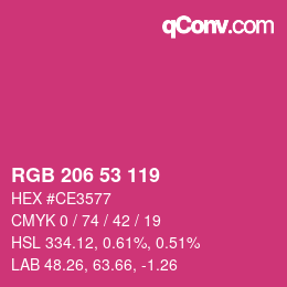 カラーコード: RGB 206 53 119 | qconv.com