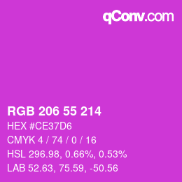 カラーコード: RGB 206 55 214 | qconv.com