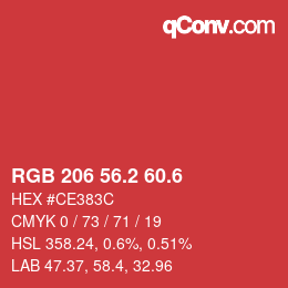 カラーコード: RGB 206 56.2 60.6 | qconv.com