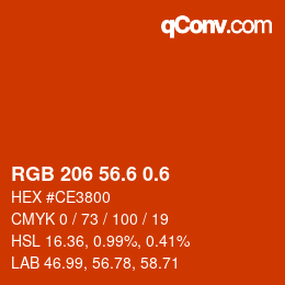カラーコード: RGB 206 56.6 0.6 | qconv.com