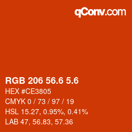 カラーコード: RGB 206 56.6 5.6 | qconv.com