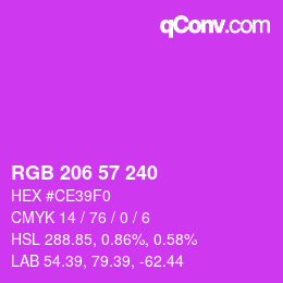 Color code: RGB 206 57 240 | qconv.com