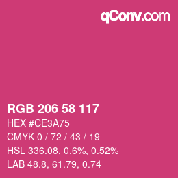 カラーコード: RGB 206 58 117 | qconv.com