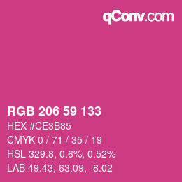 Color code: RGB 206 59 133 | qconv.com