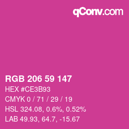 カラーコード: RGB 206 59 147 | qconv.com