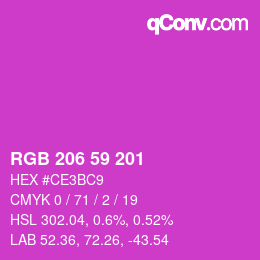 カラーコード: RGB 206 59 201 | qconv.com