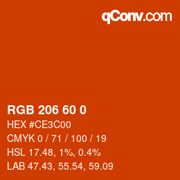 カラーコード: RGB 206 60 0 | qconv.com