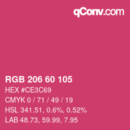 カラーコード: RGB 206 60 105 | qconv.com