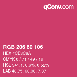 颜色代码: RGB 206 60 106 | qconv.com