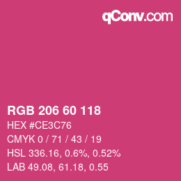 颜色代码: RGB 206 60 118 | qconv.com