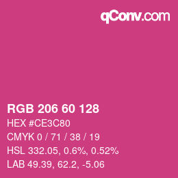 颜色代码: RGB 206 60 128 | qconv.com