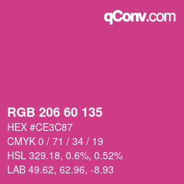 颜色代码: RGB 206 60 135 | qconv.com