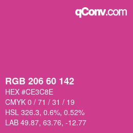 颜色代码: RGB 206 60 142 | qconv.com