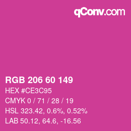 カラーコード: RGB 206 60 149 | qconv.com