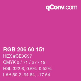 颜色代码: RGB 206 60 151 | qconv.com