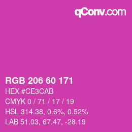 颜色代码: RGB 206 60 171 | qconv.com