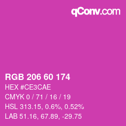颜色代码: RGB 206 60 174 | qconv.com