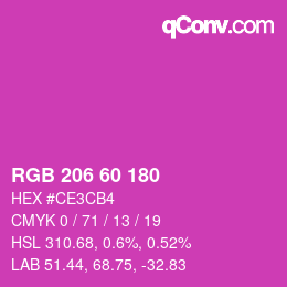 カラーコード: RGB 206 60 180 | qconv.com