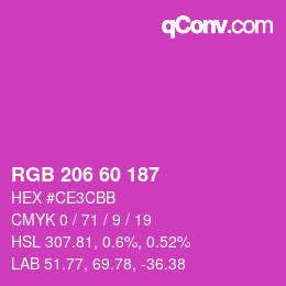 カラーコード: RGB 206 60 187 | qconv.com