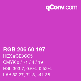 カラーコード: RGB 206 60 197 | qconv.com