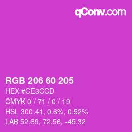 カラーコード: RGB 206 60 205 | qconv.com