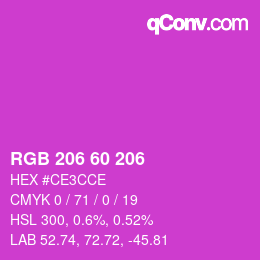 颜色代码: RGB 206 60 206 | qconv.com