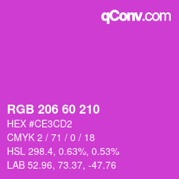 颜色代码: RGB 206 60 210 | qconv.com