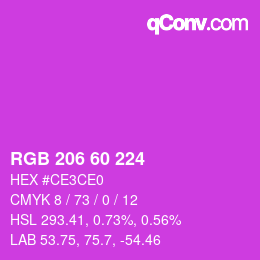 カラーコード: RGB 206 60 224 | qconv.com