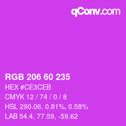 カラーコード: RGB 206 60 235 | qconv.com