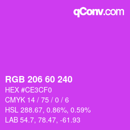 カラーコード: RGB 206 60 240 | qconv.com