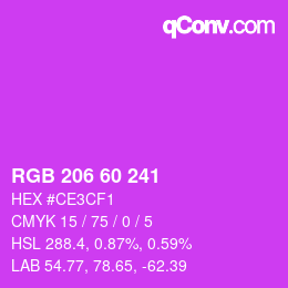 颜色代码: RGB 206 60 241 | qconv.com