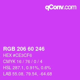 颜色代码: RGB 206 60 246 | qconv.com
