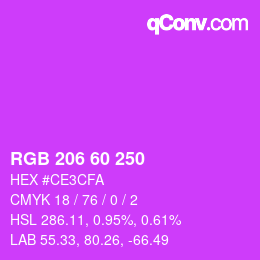 カラーコード: RGB 206 60 250 | qconv.com