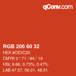カラーコード: RGB 206 60 32 | qconv.com