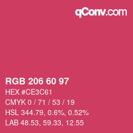 颜色代码: RGB 206 60 97 | qconv.com