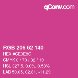 Color code: RGB 206 62 140 | qconv.com