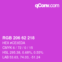 Color code: RGB 206 62 218 | qconv.com