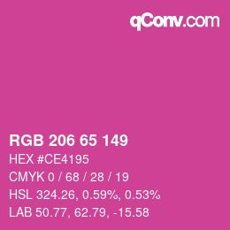 カラーコード: RGB 206 65 149 | qconv.com