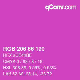 颜色代码: RGB 206 66 190 | qconv.com