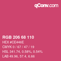 Color code: RGB 206 68 110 | qconv.com
