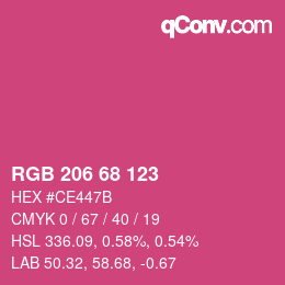 カラーコード: RGB 206 68 123 | qconv.com