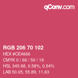 Color code: RGB 206 70 102 | qconv.com